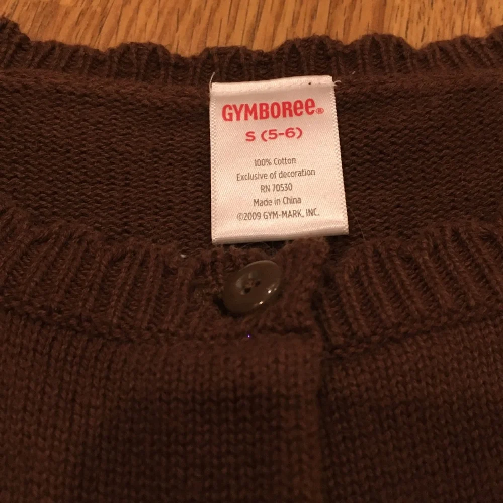 Gymboree Brown Cardigan Sweater pink satin Ballet Slipper‎ appliqué age 6